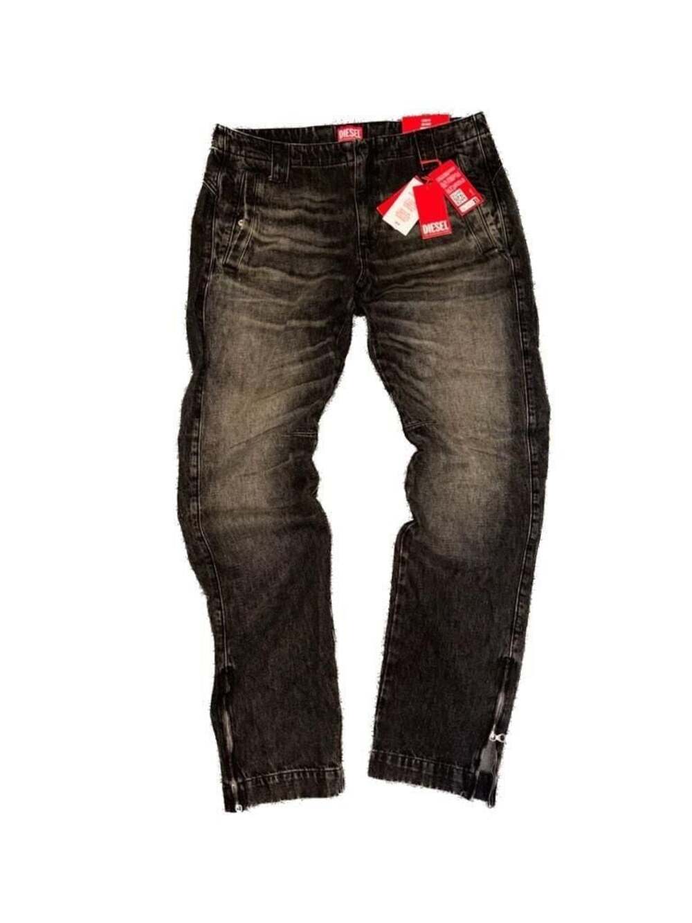 Diesel D-Gene-S Trousers Black Denim Size 34 Loose Fit Straight Leg